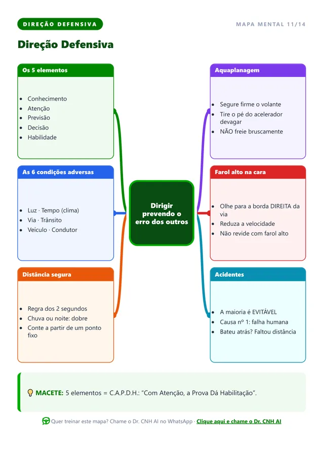 Mapa mental de direção defensiva